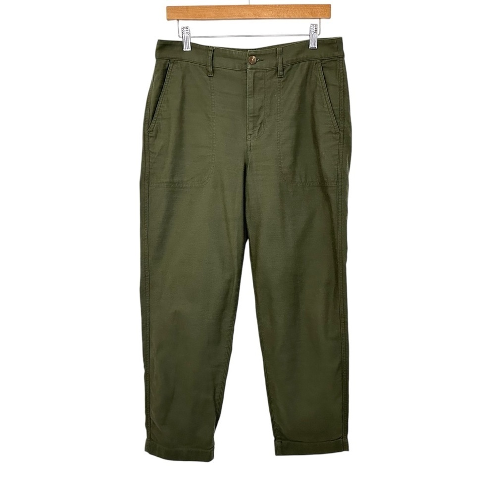 J Crew Factory Womens Cotton Camp Pants Sz 8 Spanish Moss Green Cropped
